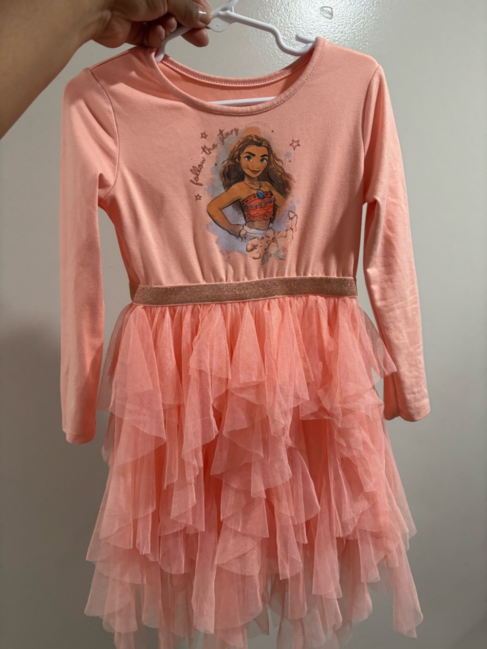 Disney Pink Moana Tulle Ruffle Casual Dress